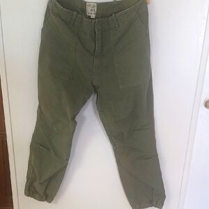 Nili Lotan Green Cropped Military Slouch Pant Size 12 Euc